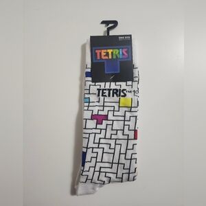 White TETRIS Classic Game Crew Socks with Colorful Accents Size 7-12 NWT